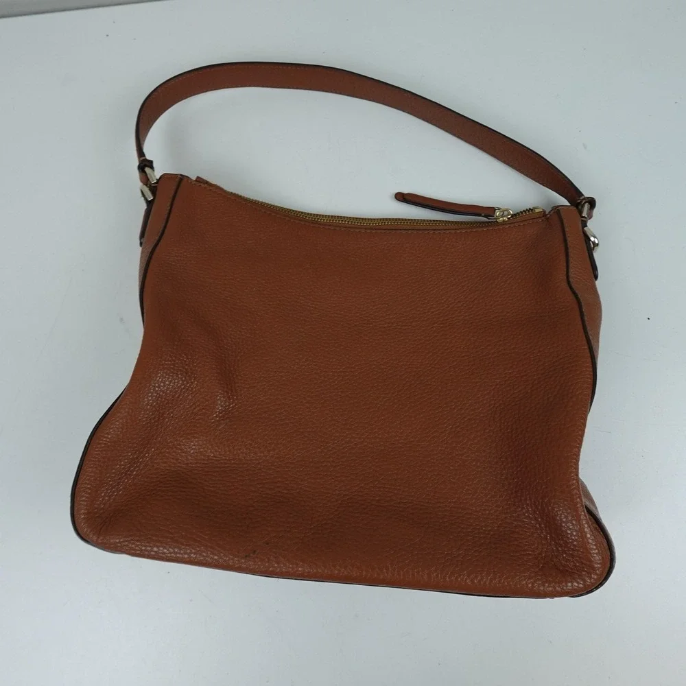 Kate Spade Hobo Bag Womens Medium Brown Pebbled Leather Shoulder Zip Top Purse